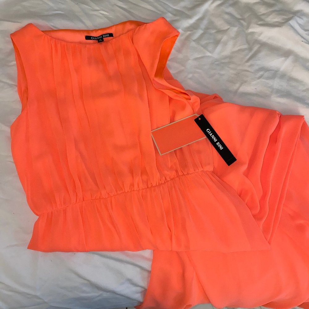 GIANNI BINI NEON ORANGE MAXI DRESS SIZE S